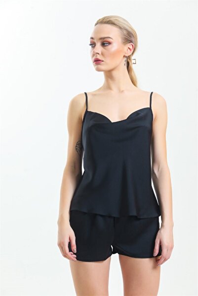 Magic Form 16790 Women's Degaje Collar Crepe Satin String Strap Shorts Set - ...