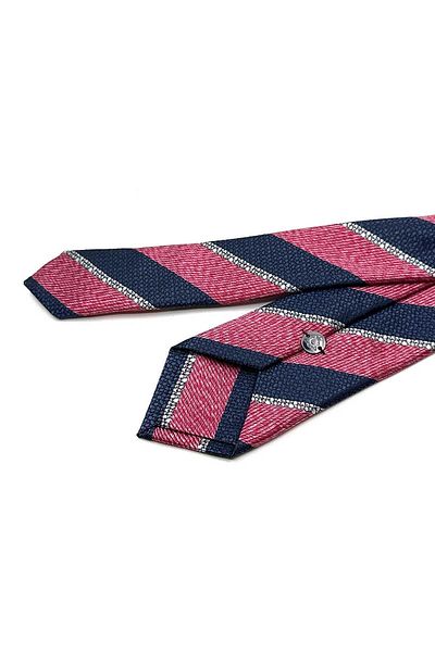 Kravatkolik Fuchsia - Navy Blue Line Pattern Slim Tie Sk8036