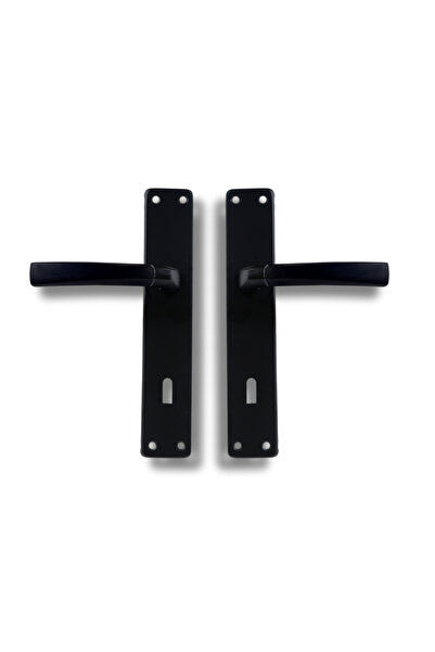bersayapı Badem Aynalı Elisa Oda Kapı Kolu ve Sesiz Gömme Kilit Siyah 1 Kapılık Takım Siyag Kapı Kilidi 40mm