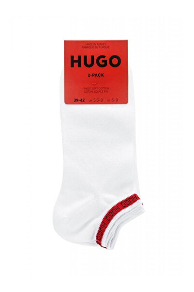 HUGO Men's 2-Piece Cotton Brand Logo White Socks 50516394 -100