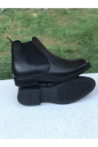 Şahin Ανδρικές μαύρες δερμάτινες μπότες casual