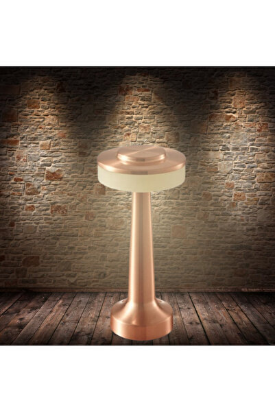 Noas Girit 3 Işık Bakır Renkli Dokunmatik USB Şarjlı Dim Edilebilir Masa Lamb...