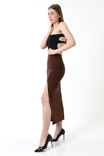 winmoda Diver Fabric Slit Μακριά Φούστα Maxi Μήκος 92 cm