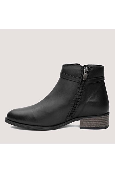 Mammamia Kadın Deri Fermuarlı Casual Bot 4560-LX - Siyah - 39