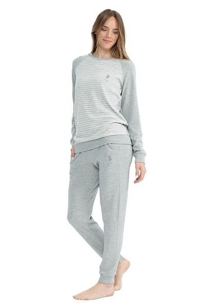 U.S. Polo Assn. BAZA. Polo Assn. 17084 - Set de pijamale moale pentru femei, gât rotund și picioare elastice, mânecă lungă, Grimel