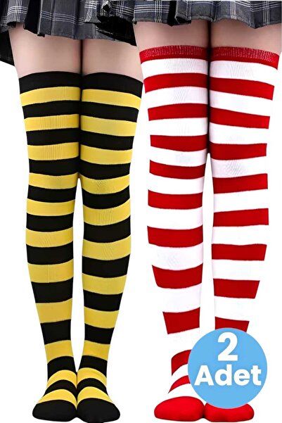 Uniquetrenders Women's Thick Stripe 2-Piece Knee High Socks