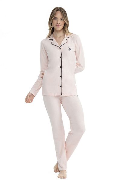 U.S. Polo Assn. US Polo Assn.11000 Set cămașă și pijama roz pentru femei