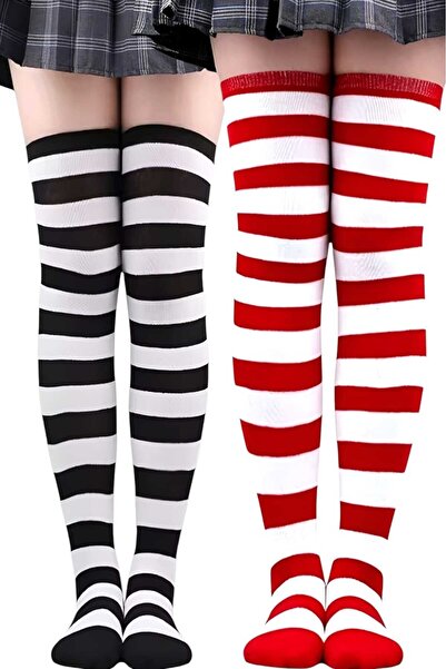 Uniquetrenders Women's Thick Stripe 2-Piece Knee High Socks