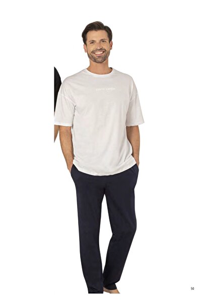 Pierre Cardin قميص علوي كبير الحجم من القطن باللون الرمادي الداكن - طقم بيجام...