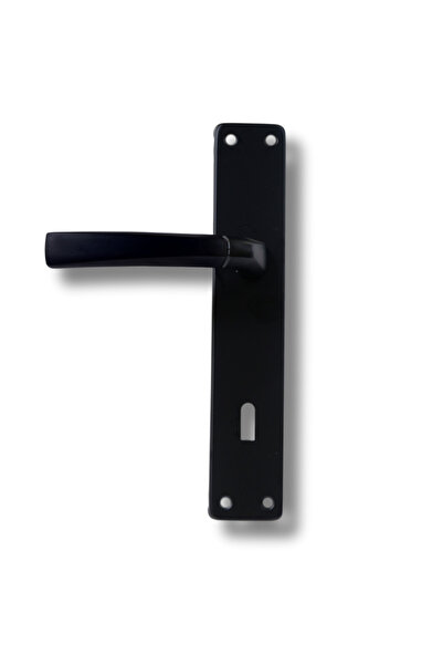 bersayapı Badem Aynalı Elisa Oda Kapı Kolu ve Sesiz Gömme Kilit Siyah 1 Kapılık Takım Siyag Kapı Kilidi 40mm