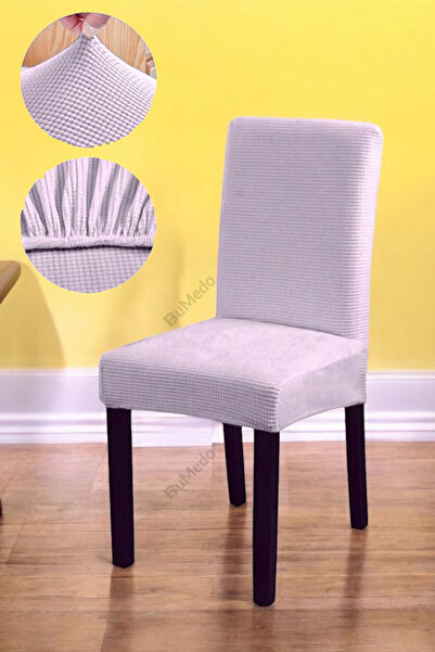 Bumedo Bambu Nano Kumaş Likralı Yıkanabilir 6'lı Sandalye Kılıfı Lastikli Sandalye Örtüsü (6 ADET) - Taş