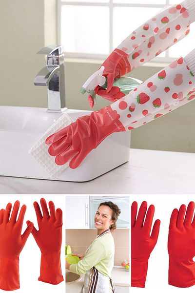 HANK TİCARET 2 Pairs of Cleaning Gloves Non-Slip Vegetable, etcWashing Red Dish Glove Size M Size 9 -9,5 Size