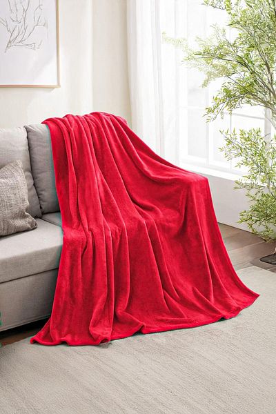 Bonny Home Red Double Soft Plush Blanket - Washable 200X230