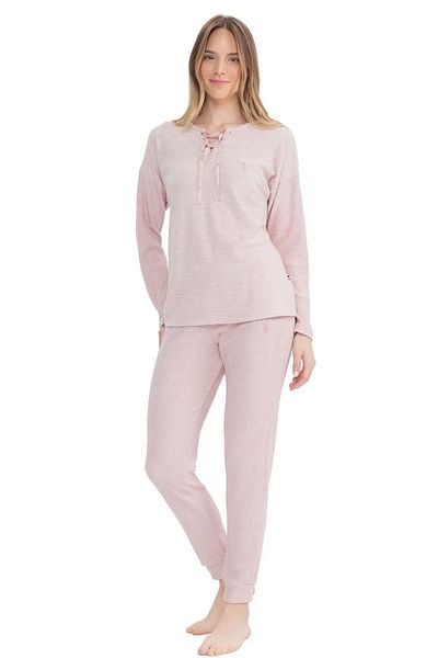 U.S. Polo Assn. US Polo Assn. 17088 Set de pijamale cu mânecă lungă, guler din țesătură moale, cu panglică și picior elastic - creion