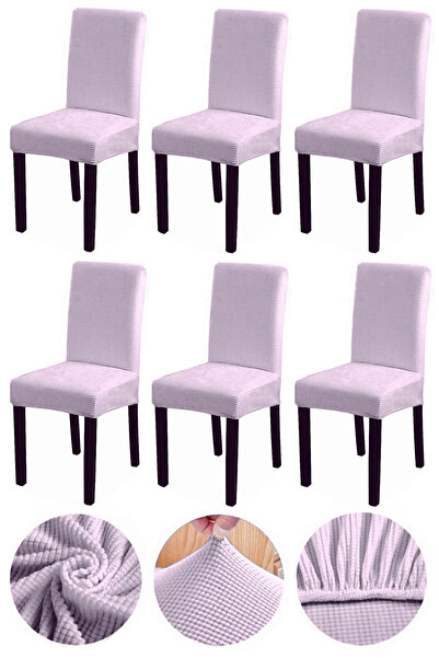 Bumedo Bambu Nano Kumaş Likralı Yıkanabilir 6'lı Sandalye Kılıfı Lastikli Sandalye Örtüsü (6 ADET) - Taş