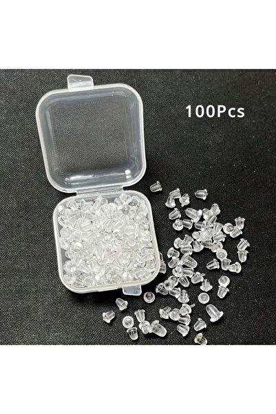 Ervalina 100 Adet 50 Çift Küpe Pistonu Küpe Arkası Küpe Şeffaf Silikon Plasti...
