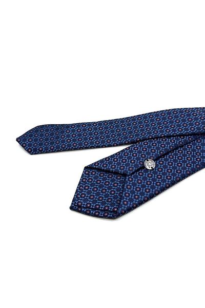 Kravatkolik Blue Motif Pattern Slim Tie Sk7989