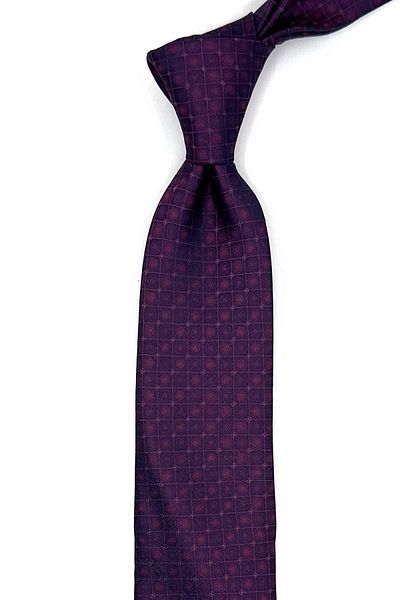Kravatkolik Burgundy Square Pattern Slim Tie Sk7975