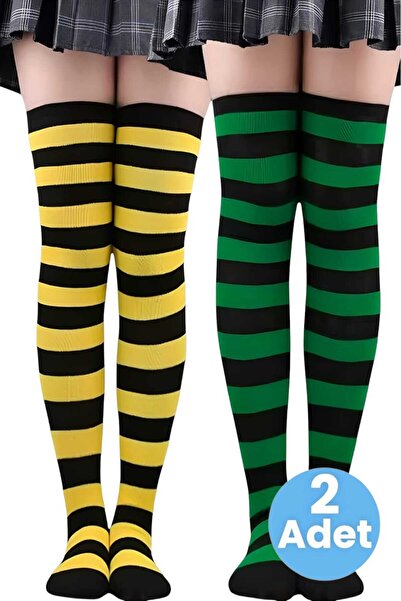 Uniquetrenders Women's Thick Stripe 2-Piece Knee High Socks