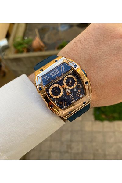 Reward Steel Case Silicone Band Navy Color 5 Atm Waterproof Men Wrist Watch