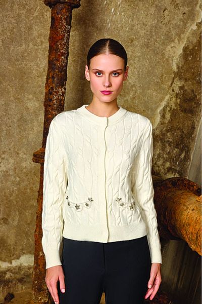 Unique Uw 251043   Unique Lace Detailed Knitwear Cardigan