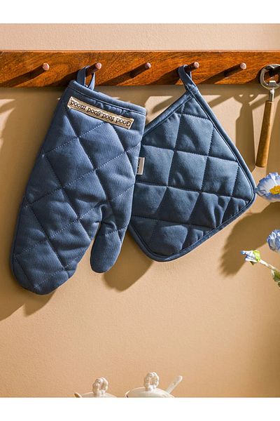 LC Waikiki Lcw Blue Lettering Embroidered Oven Mitts and Grip