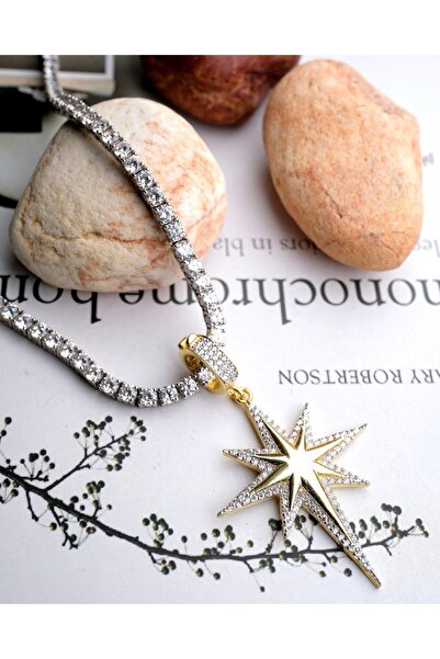 Cansum Silver Kuzey Yıldızı Charm Gold Kolye Ucu