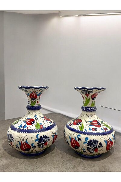 STORESZA El Yapımı Kütahya Çini Geniş Vazo Seti - İkili