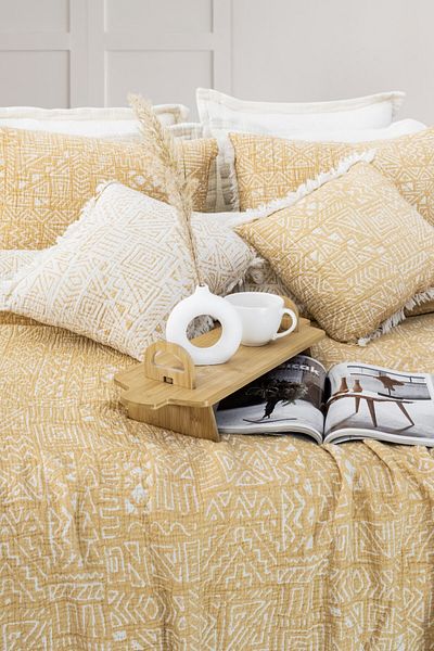 Meet MyNatural 100% Cotton Muslin Bedspread Double Sided Sofa Cover Double Pillowcase Set230X240 cm
