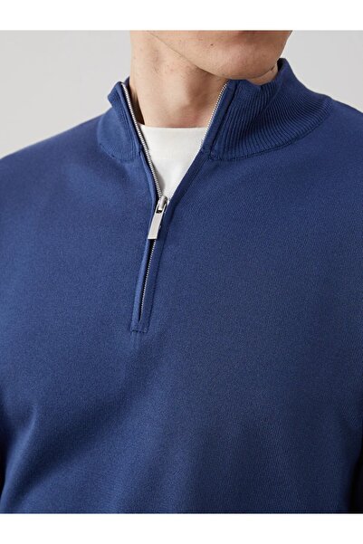 LC Waikiki LCW Vision İndigo Dik Yaka Uzun Kollu Erkek Triko Kazak