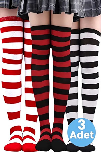 Uniquetrenders Жіночі колготки з товстою смужкою, 3 пари