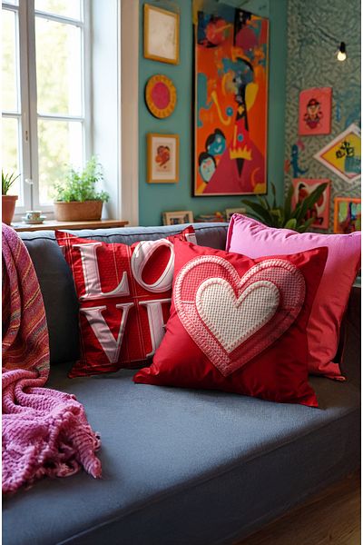 MUN HOME Valentine's Day Digital Printed Double-Sided Printed Concealed Zipper Throw Pillow Cover Set of 2