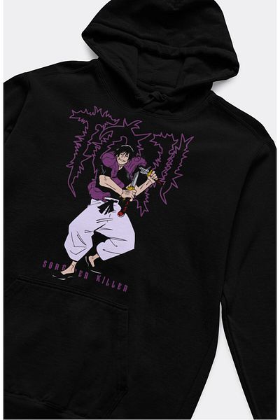 Fuddy Moda Hanorac cu glugă cu imprimeu Jujutsu Kaisen Toji Fushiguro, hanorac cu glugă unisex supradimensionat cu imprimeu anime
