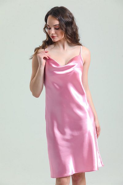 Magic Form 7790 Women's Dagaje Collar Rope Strap Satin Nightgown - pink