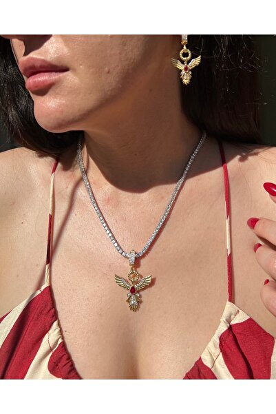 Cansum Silver Anka Kuşu Charm Kolye Ucu (Kırmızı)