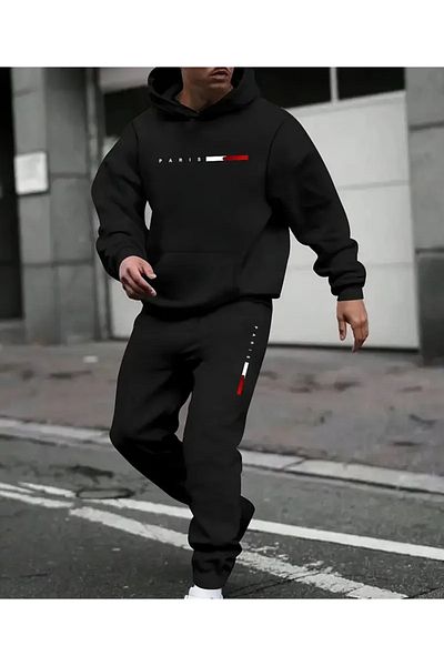 YOHO SPORT Σετ φόρμας με κουκούλα Paris Print - Σετ ράστερ και βαμβακερό μαλακό χοντρό σετ 2 τεμαχίων