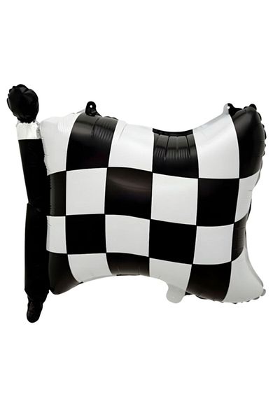 parti sürprizi Checkered Round Black and White Foil Balloon 1 Piece