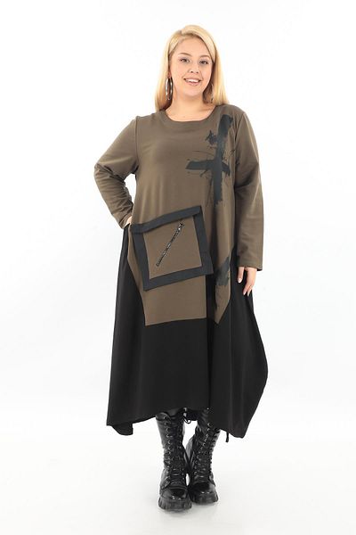 Zedd+ Plus 24679 Model Khaki Dress