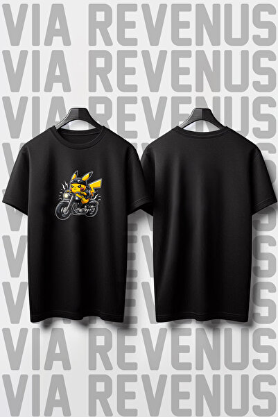 Vordevia تيشيرت كبير الحجم مطبوع عليه سائق الدراجة النارية بيكاتشو