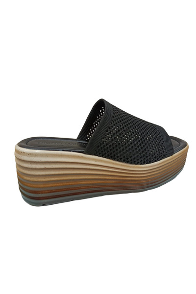 Pierre Cardin 54574 Women's Black Wedge Sole Slippers