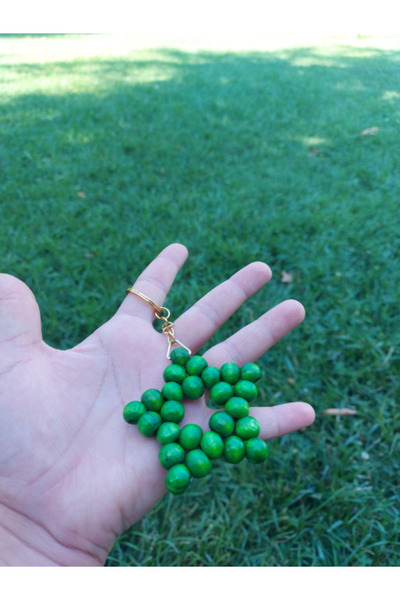 SEVİMLİ TASARİMLAR 10 mm - Natural Wood Colored Star Keychain