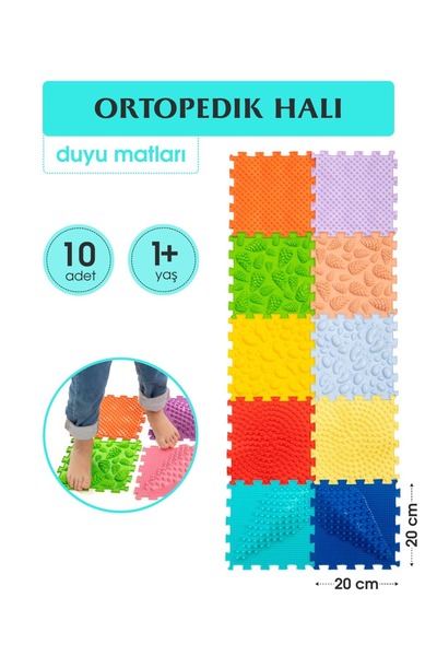 Ortohalı 10 Modüllü Ortopedik Halı Çocuk Duyu Matları Puzzle Çocuk Masaj Halı...