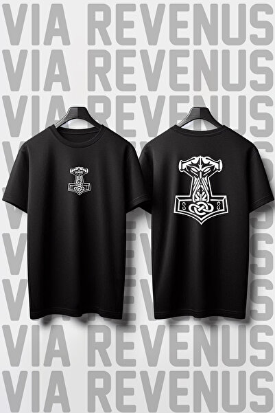 Vordevia Tricou larg cu imprimeu Odin în față și în spate