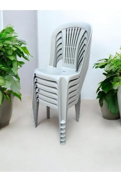 nar sokağı 6 Adet Kolsuz Plastik Sandalye Bahçe Balkon ve Mutfak Sandalyesi