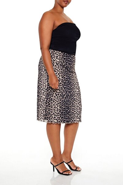 Forever 21 Plus Size Leopar Desenli Etek