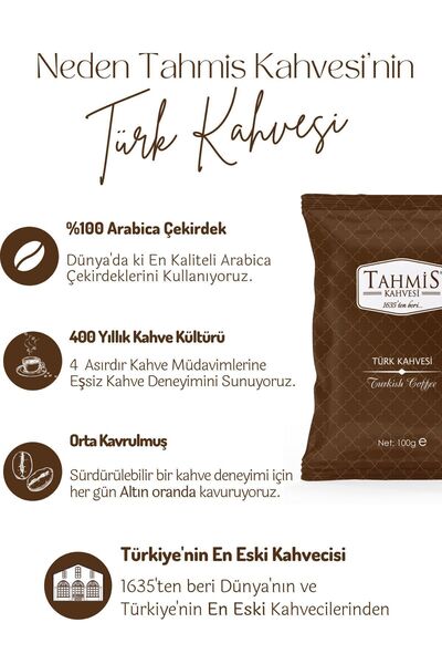 Tahmis Tek Paket Türk Kahvesi Orta Kavrulmuş 100 gr