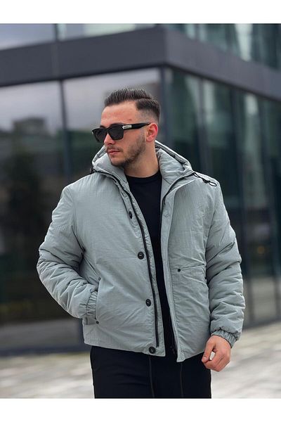 KINGAF Ανδρικό παλτό με κουκούλα και τσέπες