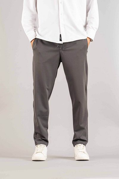 bombe Men's Gray Slim Fit Cut Drawstring Jogger Pants