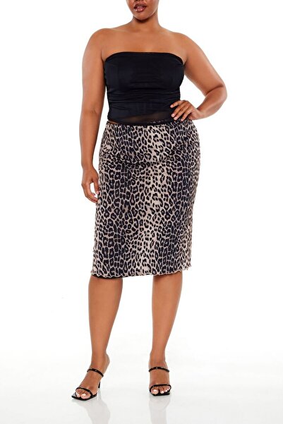 Forever 21 Plus Size Leopar Desenli Etek