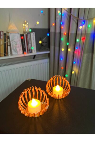 Handmade Kahverengi 2'li modern dekoratif mumluk seti (mumlar dahil)